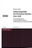 Cover of: Volkstumspolitik des Deutschen Reiches 1933-1938 by Tammo Luther