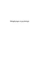 Cover of: Métaphysique et psychologie: 1890