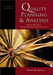 Cover of: Quality Planning and Analysis: From Product Development through Use