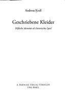 Cover of: Geschriebene Kleider: Höfische Identität als literarisches Spiel