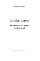 Cover of Erfahrungen:  osterreichische Texte beobachtend