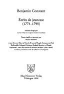 Cover of: Ecrits de jeunesse, 1774-1799