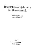 Cover of: Internationales Jahrbuch f ur Hermeneutik, Band 2