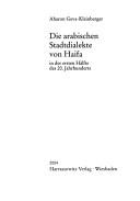 Cover of: Die arabischen Stadtdialekte von Haifa in der ersten Hälfte des 20. Jahrhunderts by Aharon Geva-Kleinberger