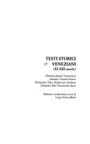 Cover of: Testi storici veneziani (11.-13. secolo) by edizione e traduzione a cura di Luigi Andrea Berto.
