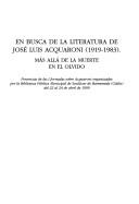 En busca de la literatura de José Luis Acquaroni, 1919-1983 by Jornadas sobre Acquaroni (1st 1999 Cádiz, Spain)