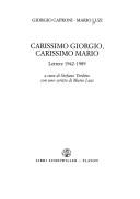 Cover of: Carissimo Giorgio, carissimo Mario: lettere 1942-1989