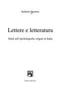 Cover of: Lettere e letteratura by Raffaele Morabito