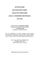 Cover of: Dictionnaire des parlementaires de Haute-Normandie sous la Troisième République, 1871-1940