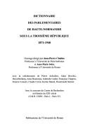 Dictionnaire des parlementaires de Haute-Normandie sous la Troisième République, 1871-1940 by Jean-Pierre Chaline, Anne-Marie Sohn, Pierre Ardaillou