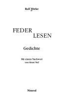 Cover of: Federlesen: Gedichte