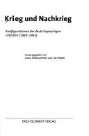 Cover of: Krieg und Nachkrieg: Konfigurationen der deutschsprachigen Literatur (1940 - 1965) by 