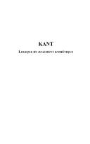 Cover of: Kant: logique du jugement esthétique