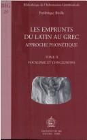 Cover of: emprunts du latin au grec: approche phonétique
