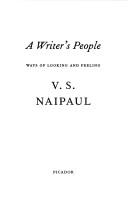 Cover of: WRITER'S PEOPLE: WAYS OF LOOKING AND FEELING.
