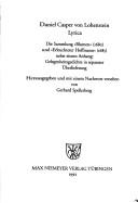 Cover of: Lyrica: die Sammlung "Blumen" (1680) und "Erleuchteter Hoffmann" (1685) : nebst einem Anhang, Gelegensheitsgedichte in separater Überlieferung