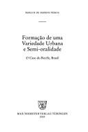 Cover of: Formação de uma variedade urbana e semi-orlidade by Marlos de Barros Pessoa