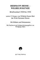 Hermann Hesse - Wilhelm Kunze: Briefwechsel 1920 bis 1930 by Wilhelm Kunze