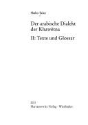 Cover of: Semitica Viva, vol. 21,2: Der arabische Dialekt der Khawetna II: Texte und Glossar