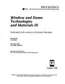 Cover of: Window and dome technologies and materials III: 22-23 July 1992, San Diego, California