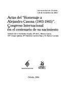 Cover of: Actas del "Homenaje a Alejandro Casona (1903-1965)" by Congreso Internacional "Homenaje a Alejandro Casona (1903-1965)" (2003 Universidad de Oviedo)