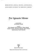 Cover of: Per Ignazio Silone by Paolo Bagnoli