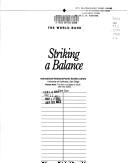 Cover of: Striking a Balance: The Environmental Challenge of Development
