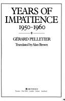 Cover of: Years of impatience 1950-1960