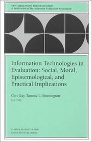 Cover of: Information Technologies in Evaluation: Social, Moral, Epistemological, and Practical Implications |