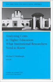 Cover of: Analyzing Costs in Higher Education: What Institutional Researchers Need to Know