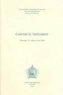 Cover of: Canonical testament | Monsignor W. Onclin Chair (2004)