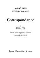 Cover of: André Gide-Eugène Rouart: correspondances, 1902-1936