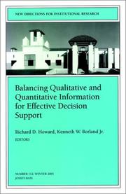 Cover of: Balancing Qualititative and Quantitative Information for Effective Decision Support by Richard D. Howard