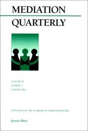 Cover of: Mediation Quarterly, No. 4, Summer 2001