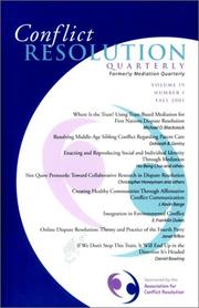 Cover of: Conflict Resolution Quarterly, No. 1,2001