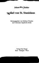 Cover of: Schweizer Texte (N.F.), vol. 18: Spiel von St. Stanislaus