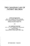 Cover of: Canadian law of patient records