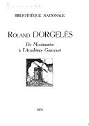 Cover of: Roland Dorgelès by Roland Dorgelès