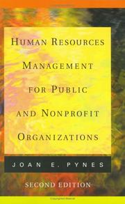 Cover of: Human Resources Management for Public and Nonprofit Organizations (Jossey Bass Nonprofit & Public Management Series) | Joan E. Pynes