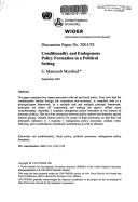 Cover of: Conditionality and endogenous policy formation in a political setting
