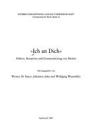 Cover of: "Ich an Dich": Edition, Rezeption und Kommentierung von Briefen