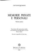 Cover of: Memorie private e personali by Giovanni Romani, Giovanni Romani