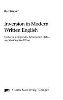 Inversion in modern written English by Rolf Kreyer