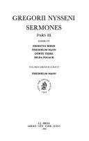 Cover of: Gregorii Nysseni Sermones Pars (Gregorii Nysseni Opera , No 3)