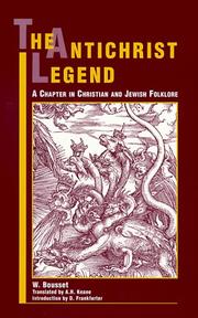 Cover of: The Antichrist Legend: A Chapter in Christian and Jewish Folklore (American Academy of Religion Texts and Translations Series)