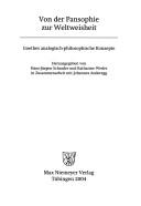 Cover of: Von der Pansophie zur Weltweisheit: Goethes analogisch-philosophische Konzepte