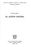 Cover of: El acento español by Antonio Quilis