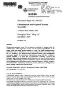 Cover of: Globalization and regional income inequality: evidence from within China