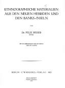 Cover of: Ethnographische Materialien aus den Neuen Hebriden und den Banks-Iseln by Felix Speiser