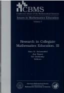 Cover of: Research in Collegiate Mathematics Education 3 (Cbms Issues in Mathematics Education)